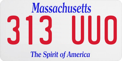 MA license plate 313UU0