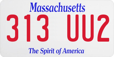 MA license plate 313UU2
