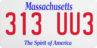 MA license plate 313UU3