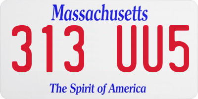 MA license plate 313UU5