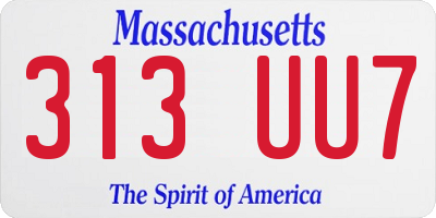 MA license plate 313UU7