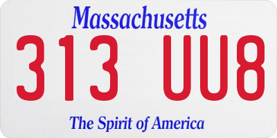 MA license plate 313UU8