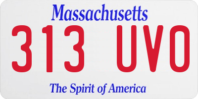 MA license plate 313UV0