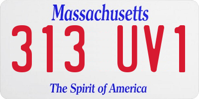 MA license plate 313UV1