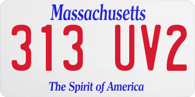 MA license plate 313UV2