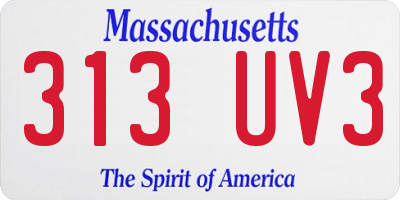MA license plate 313UV3