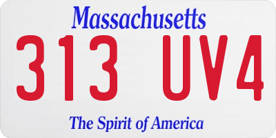 MA license plate 313UV4