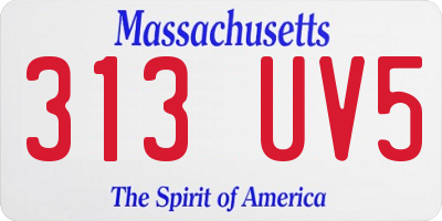 MA license plate 313UV5