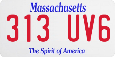 MA license plate 313UV6