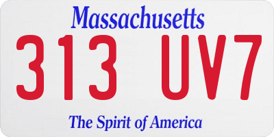 MA license plate 313UV7