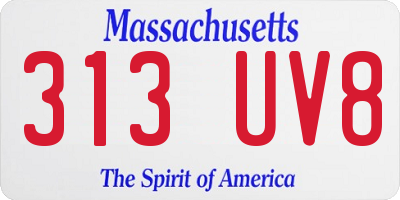 MA license plate 313UV8