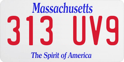 MA license plate 313UV9