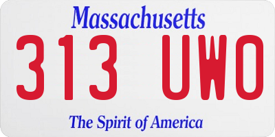 MA license plate 313UW0