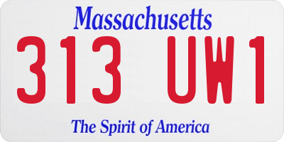 MA license plate 313UW1