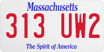 MA license plate 313UW2