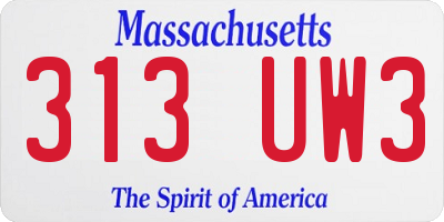 MA license plate 313UW3