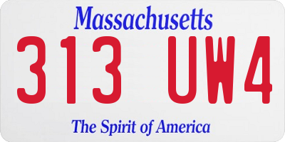 MA license plate 313UW4