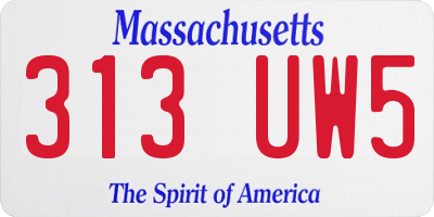 MA license plate 313UW5