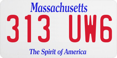 MA license plate 313UW6