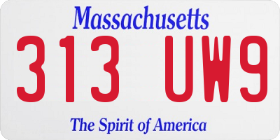MA license plate 313UW9