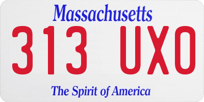 MA license plate 313UX0