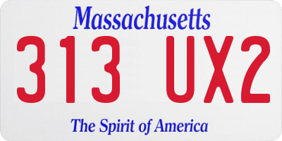 MA license plate 313UX2