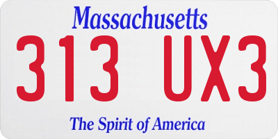 MA license plate 313UX3