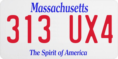 MA license plate 313UX4