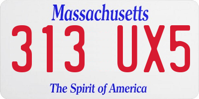 MA license plate 313UX5