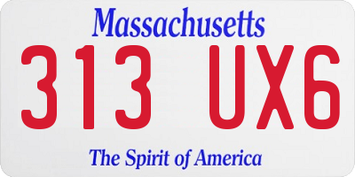 MA license plate 313UX6