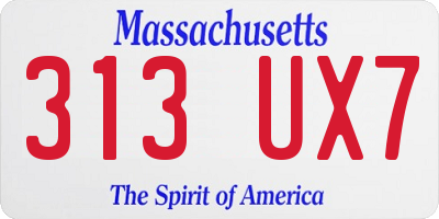MA license plate 313UX7
