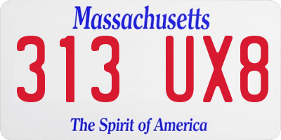 MA license plate 313UX8