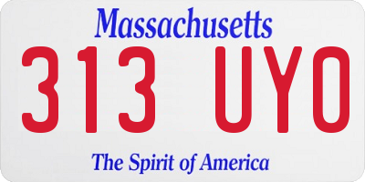 MA license plate 313UY0