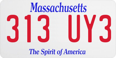 MA license plate 313UY3