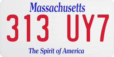 MA license plate 313UY7