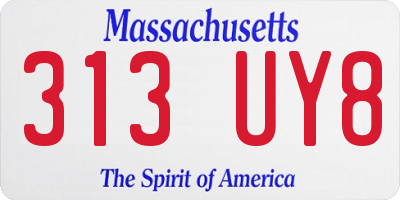 MA license plate 313UY8