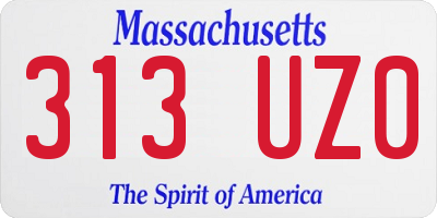 MA license plate 313UZ0
