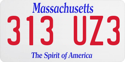 MA license plate 313UZ3