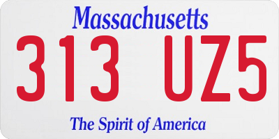 MA license plate 313UZ5