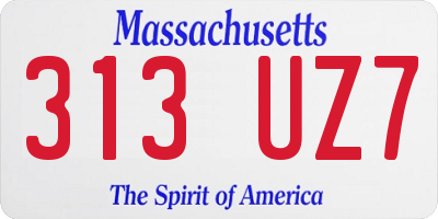 MA license plate 313UZ7