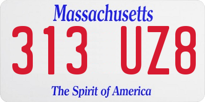 MA license plate 313UZ8