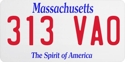MA license plate 313VA0