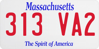 MA license plate 313VA2