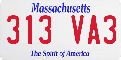 MA license plate 313VA3