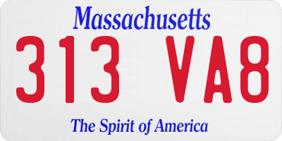 MA license plate 313VA8
