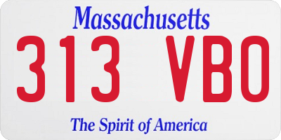 MA license plate 313VB0