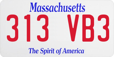 MA license plate 313VB3