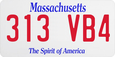 MA license plate 313VB4