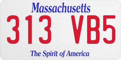 MA license plate 313VB5