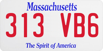 MA license plate 313VB6